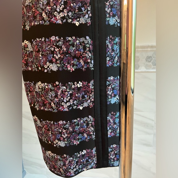 Adrianna Pappell Elbow Sleeves Floral Black Dress Size 8 - Picture 7 of 10